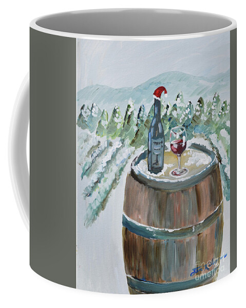 Wine Coffee Mug featuring the painting Roll out the Barrel - Christmas Cheer by Jan Dappen
