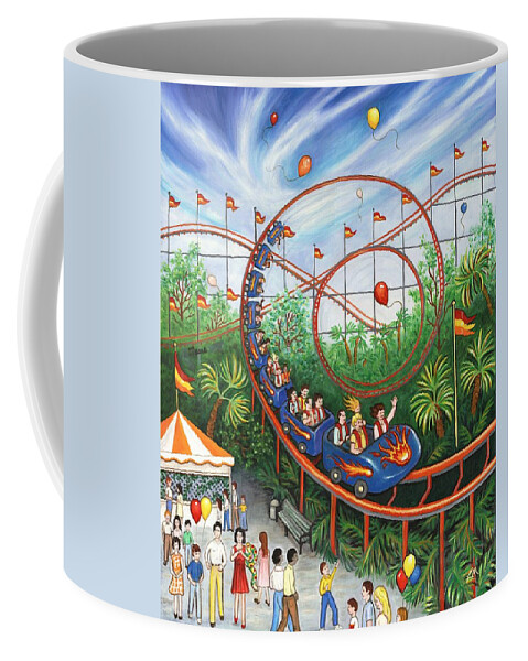 Carnival Coffee Mug featuring the painting Roller Coaster by Linda Mears