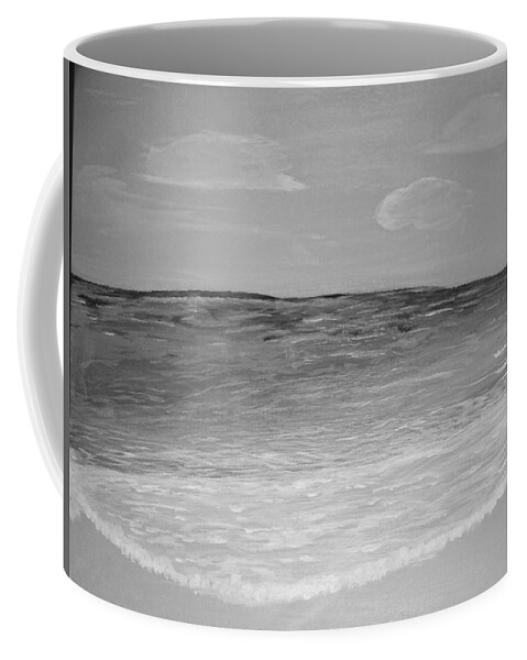 Waves Coffee Mug featuring the painting Rolling Waves gray scale by April Clay