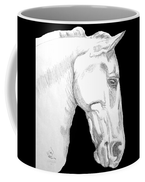 Roman Coffee Mug featuring the drawing Roman Horse by Equus Artisan