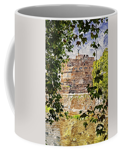 Mausoleum Of Hadrian Coffee Mug featuring the painting Rome, Mausoleum of Hadrian - 07 by AM FineArtPrints