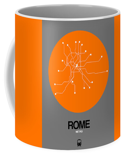 Rome Coffee Mug featuring the digital art Rome Orange Subway Map by Naxart Studio