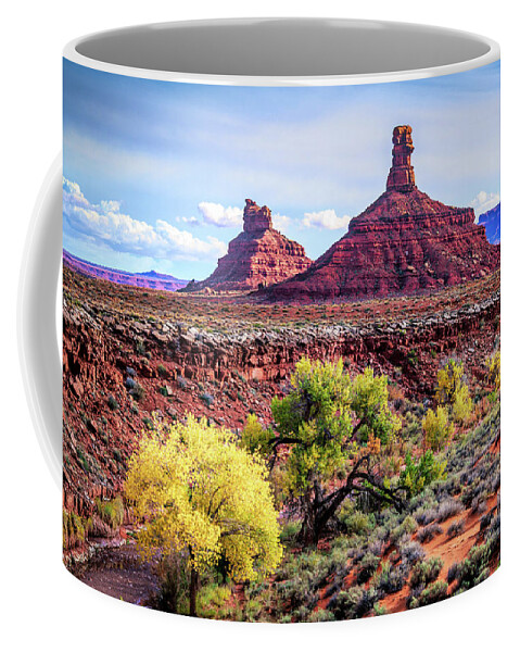 Rooster Butte Coffee Mug featuring the photograph Rooster and Sitting Hen Buttes by Paul LeSage