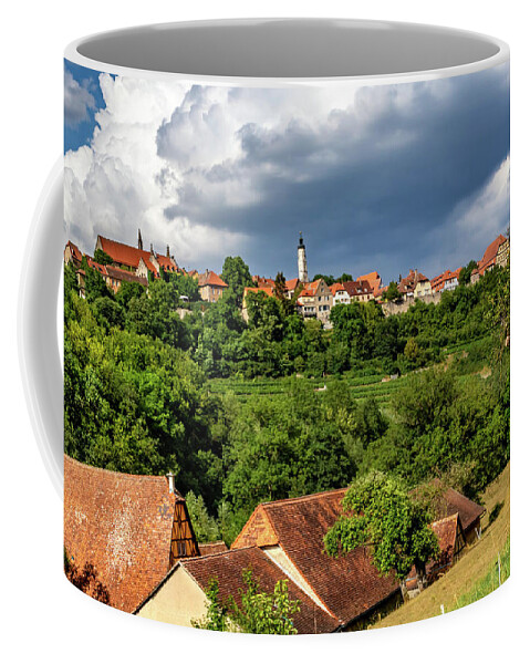 Rothenburg City Wall Coffee Mug featuring the photograph Rothenburg Wall Vista by Norma Brandsberg