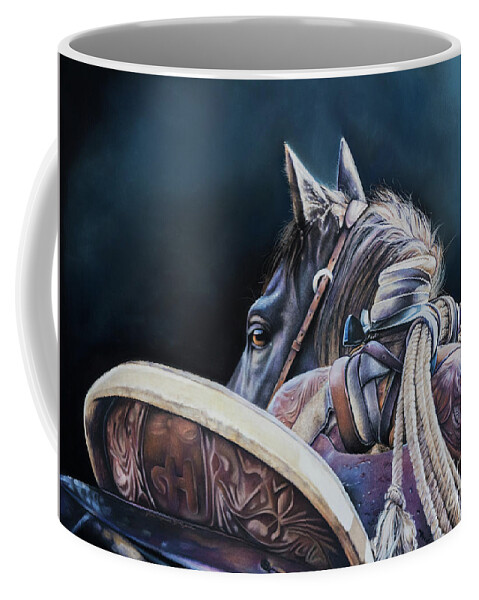 Ranch Horse Coffee Mug featuring the pastel ROUND and ROUND by Joni Beinborn