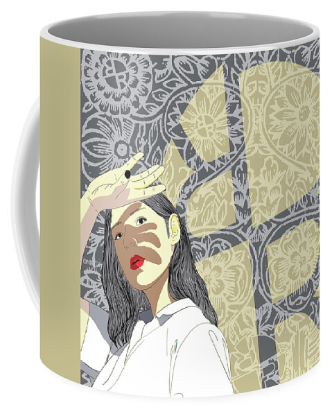 Art Coffee Mug featuring the painting Rubino Blinding Self Promotion by Tony Rubino