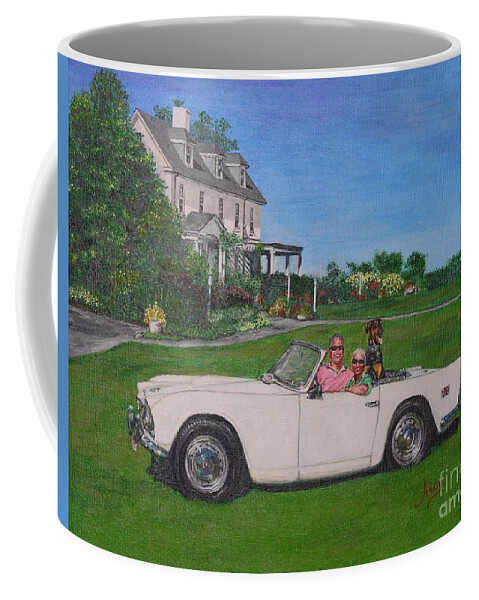 Painting Coffee Mug featuring the painting Ruff Ride by Aicy Karbstein