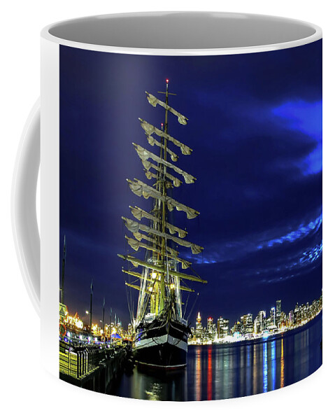 Alex Lyubar Coffee Mug featuring the photograph Russian Sailing Ship Kruzenshtern by Alex Lyubar