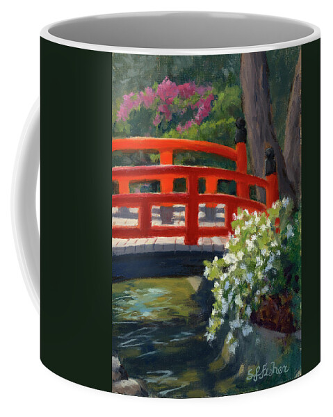 Descanso Gardens Coffee Mug featuring the painting Sacred Crossing by Sandy Fisher