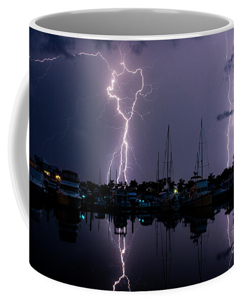 Lightning Coffee Mug featuring the photograph Safe in the Harbor by Quinn Sedam