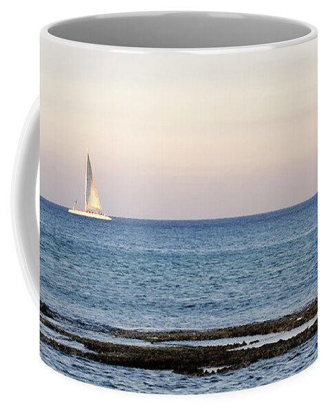Sea Coffee Mug featuring the photograph Sailing boat in the Calm Ocean by Michalakis Ppalis