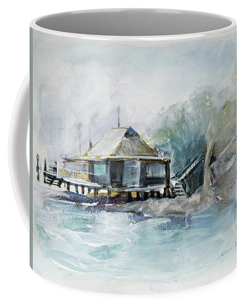 Art Coffee Mug featuring the painting Sailing Club House by Shirley Peters