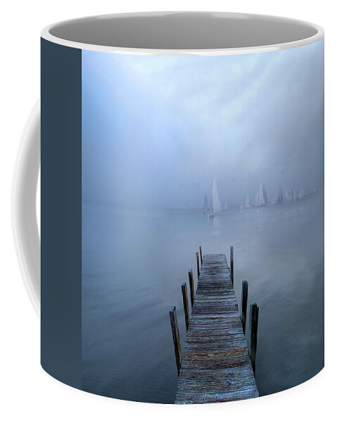 Boats Coffee Mug featuring the photograph Sailing into Blue by Debra and Dave Vanderlaan