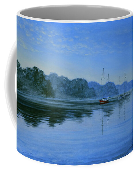 Sailboat Coffee Mug featuring the painting Sailor's Rest by Richard De Wolfe