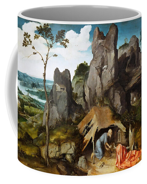 Joachim Patinir Coffee Mug featuring the painting Saint Jerome in the Desert by Joachim Patinir