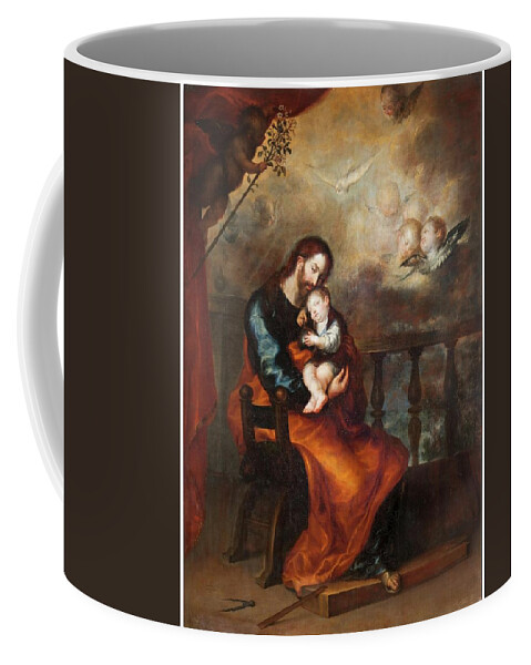 Camilo Francisco Coffee Mug featuring the painting 'Saint Joseph with the Christ Child Sleeping in his Arms'. 1652. Oil on canvas. by Francisco Camilo -1615-1673-