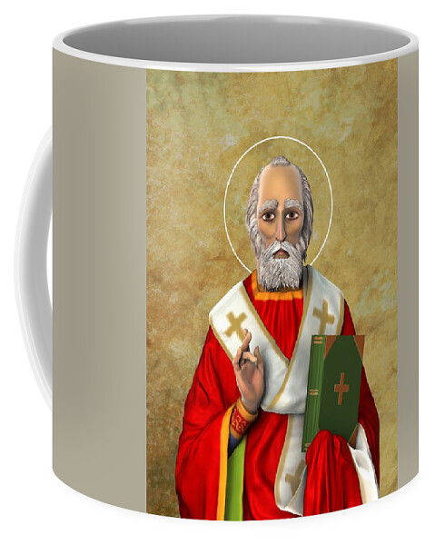 Icon Coffee Mug featuring the digital art Saint Nicholas Lighting One by David Luebbert
