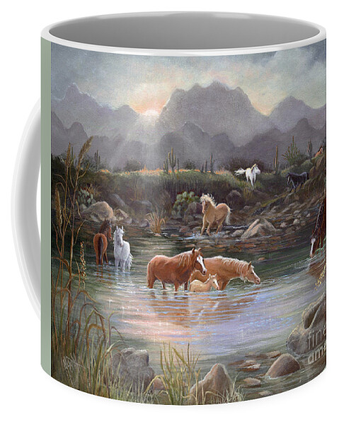 Sunrise Coffee Mug featuring the painting Salt River Sunrise by Marilyn Smith