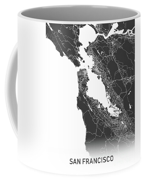 San Francisco Coffee Mug featuring the photograph San Francisco map black and white by Delphimages Map Creations