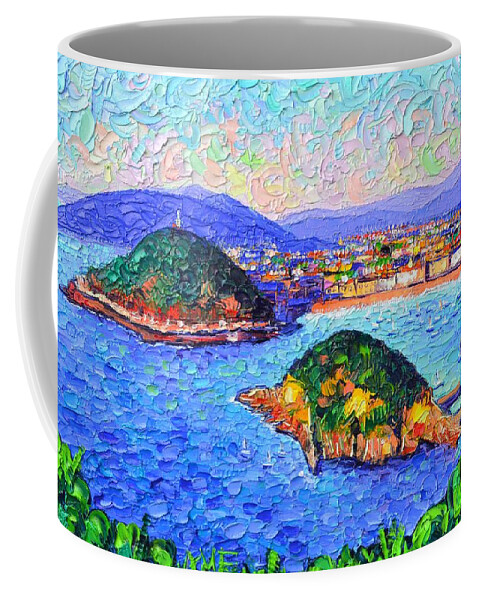 San Coffee Mug featuring the painting SAN SEBASTIAN SPAIN modern impressionism textural impasto knife oil painting by Ana Maria Edulescu by Ana Maria Edulescu