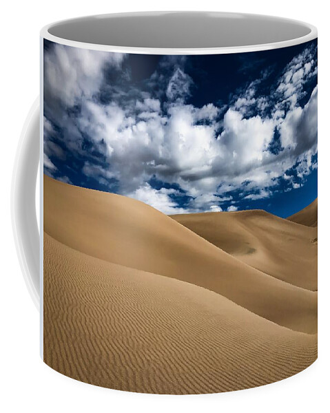 Great Sand Dunes National Park Coffee Mug featuring the photograph Sand Dunes Under A Blue Sky by Kevin Schwalbe