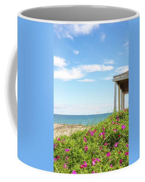 Beach Coffee Mug featuring the photograph Sand Hills Rosa Rugoso by Ann-Marie Rollo