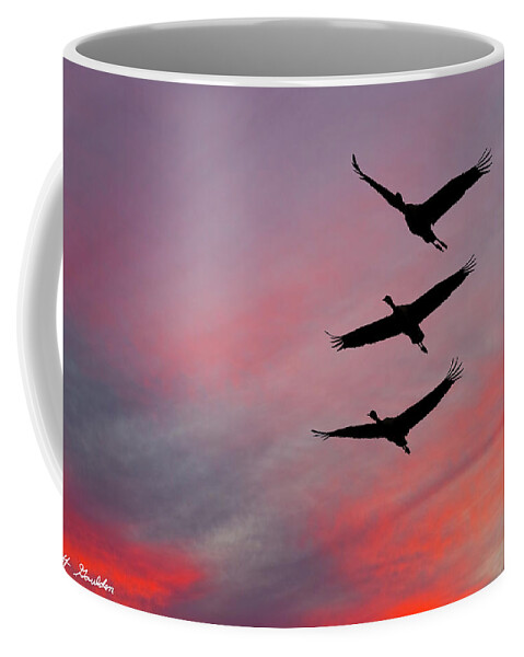 Animal Coffee Mug featuring the photograph Sandhill Cranes at Sunset by Jeff Goulden