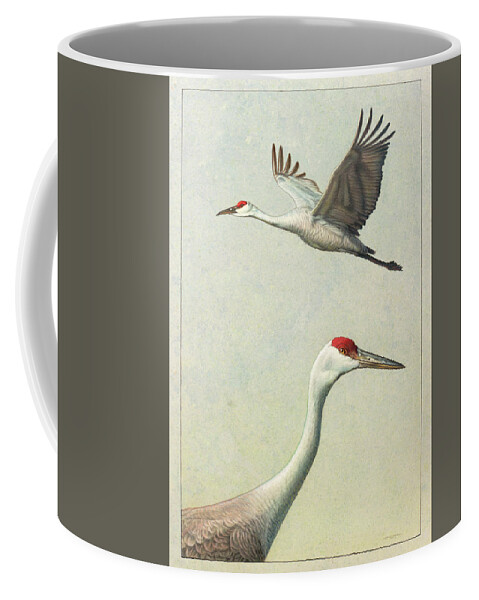 Crane Coffee Mug featuring the painting Sandhill Cranes by James W Johnson