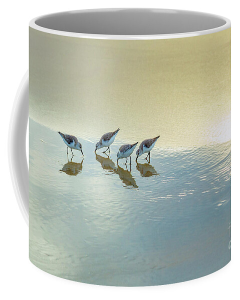 Nature Coffee Mug featuring the photograph Sandpipers at La Jolla Shores Beach, La Jolla, California by Julia Hiebaum