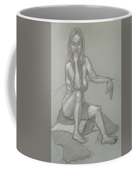 Realism Coffee Mug featuring the drawing Sandra Seated 7 by Donelli DiMaria