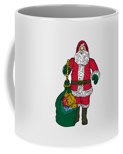 Christmas Coffee Mug featuring the mixed media Santa Claus With Sack of Toys Greeting Card by Movie Poster Prints