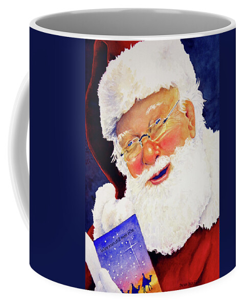 Santa Coffee Mug featuring the painting Santa Knows by Brenda Beck Fisher