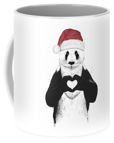 Panda Coffee Mug featuring the mixed media Santa panda by Balazs Solti