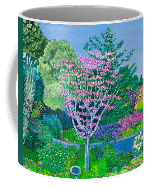 California Coffee Mug featuring the painting Santana's garden by Santana Star