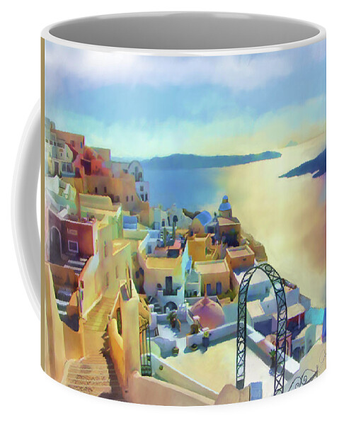 Mediterranean Coffee Mug featuring the painting Santorini Afternoon by Joel Smith