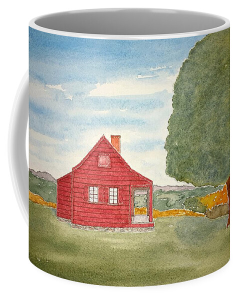 Watercolor Coffee Mug featuring the painting Saratoga Farmhouse Lore by John Klobucher