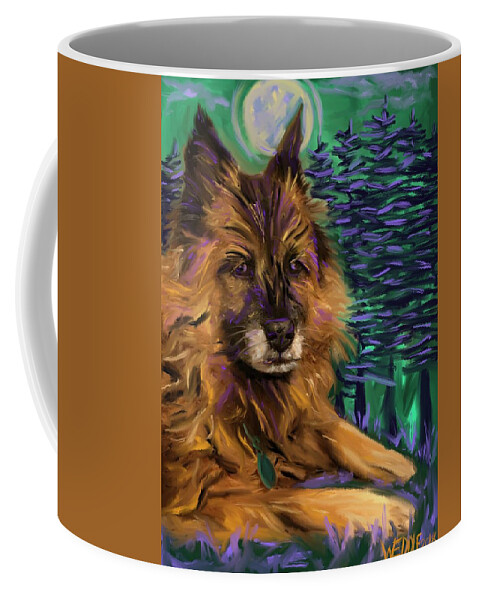 Dog Coffee Mug featuring the digital art Sasha by Angela Weddle