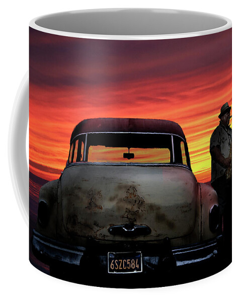 Transportation Coffee Mug featuring the photograph Saxophone Player Pacific Ocean Sunset by Larry Butterworth