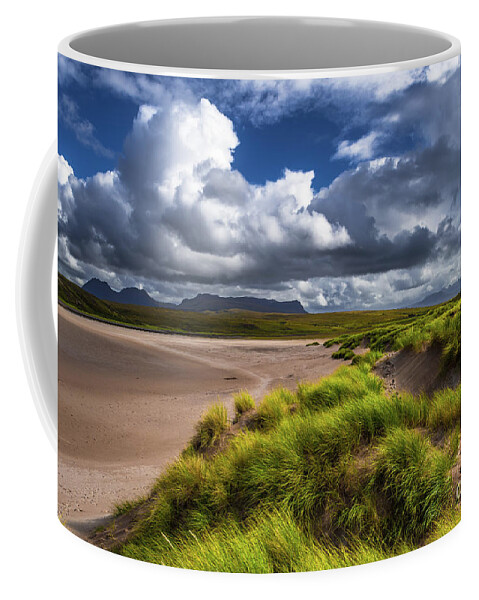 Abandoned Coffee Mug featuring the photograph Scenic Dune Landscape At Sandy Achnahaird Beach In Scotland by Andreas Berthold