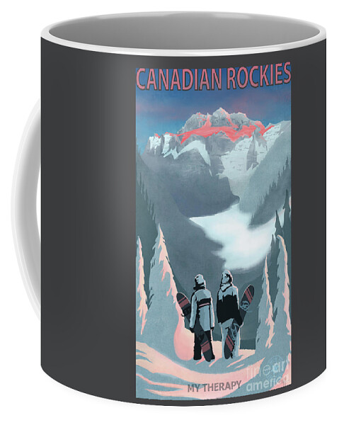 Snowboarder Coffee Mug featuring the painting Scenic Vista Snowboarders by Sassan Filsoof