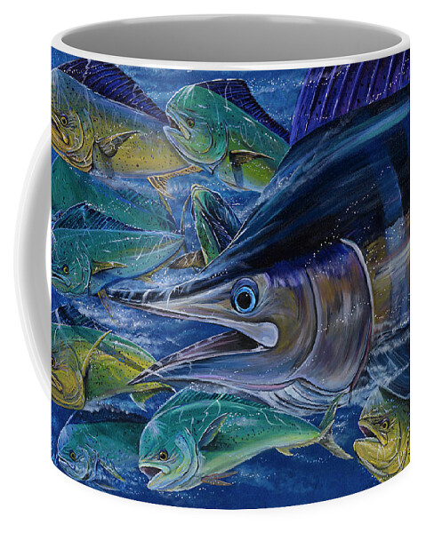 Blue Marlin Coffee Mug featuring the painting School Bully by Mark Ray