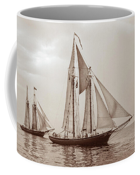 Chesapeake Bay Coffee Mug featuring the photograph Schooner Race by Minnie Gallman