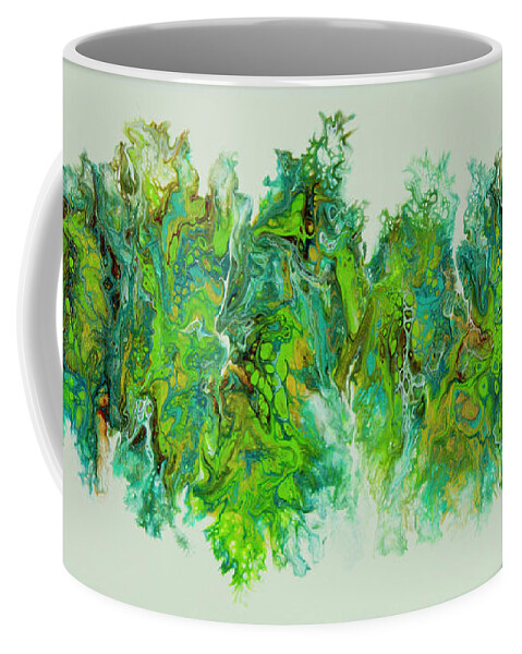 Poured Acrylic Coffee Mug featuring the painting Sea Lettuce Creature by Lucy Arnold
