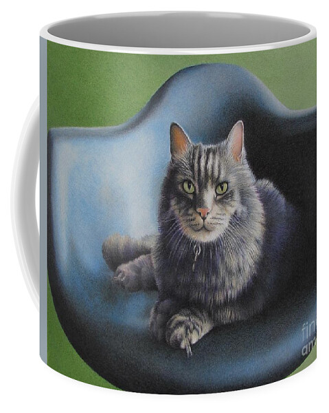 Cat Coffee Mug featuring the drawing Seat Taken by Pamela Clements