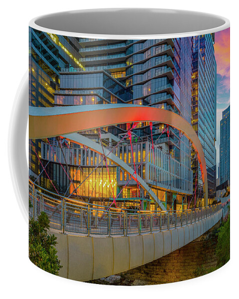 Butterfly Bridge Coffee Mug featuring the photograph Second Street Butterfly Bridge in Downtown Austin, Texas 8241 by Rob Greebon