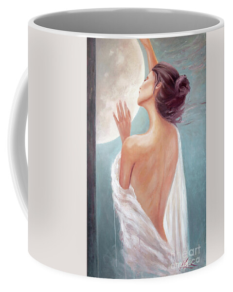 Selene Coffee Mug featuring the painting Selene Moon Goddess by Michael Rock