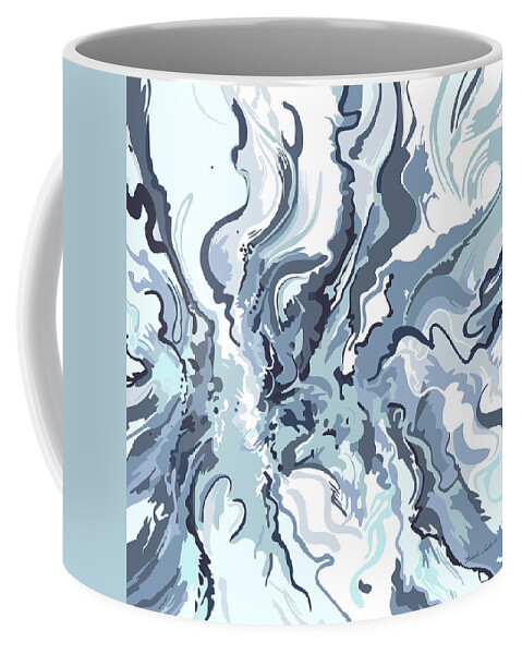 Abstract Coffee Mug featuring the painting Self Portrait I in blue by Nikita Coulombe