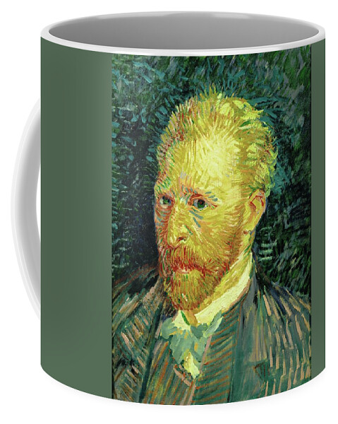 Vincent Van Gogh Coffee Mug featuring the painting Self-portrait. Oil on canvas -1887- 44.1 x 35.1 cm R.F. 1947-28. VINCENT VAN GOGH . by Vincent van Gogh -1853-1890-