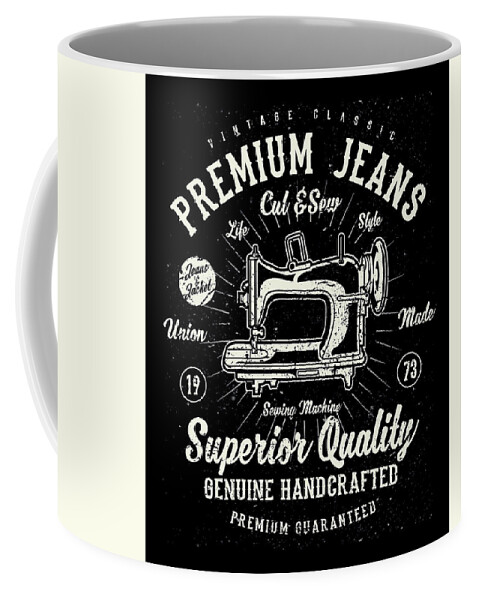 Premium Coffee Mug featuring the digital art Sewing Machine by Long Shot