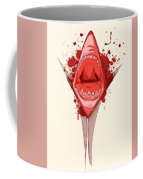Period Coffee Mug featuring the drawing Shark Week by Ludwig Van Bacon